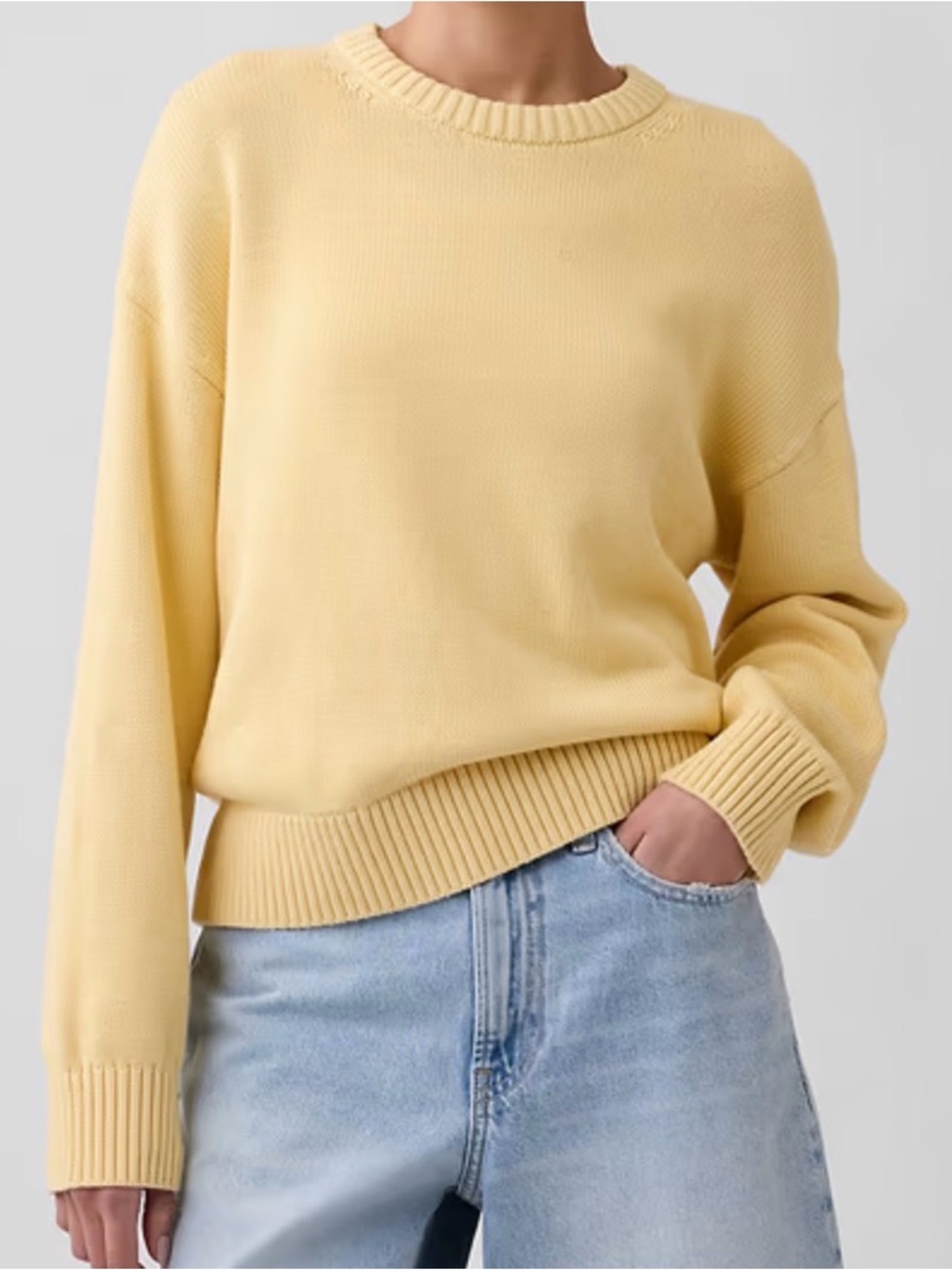 NWT GAP Relaxed Crewneck Sweater - Classic Knit Pullover in Straw Yellow Size S